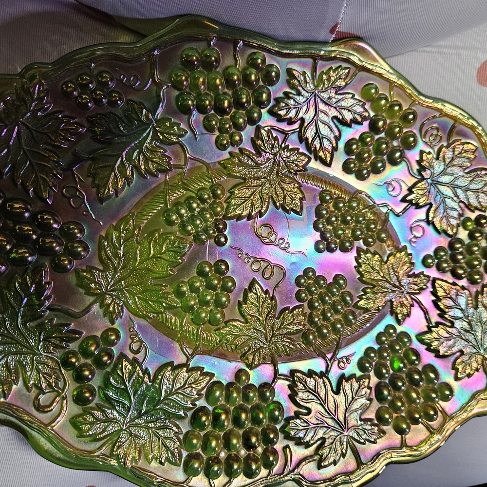 Iridescent Grape and Leaf Decorative Plate